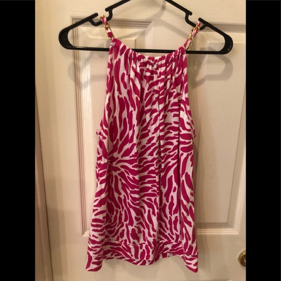 Pink and white cheetah top with chain - Picture 2 of 3